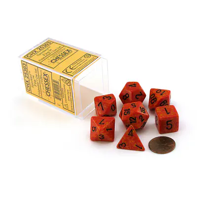 DICE CHESSEX - ROLE PLAYING DICE SET - SPECKLED FIRE (7 DICE) primary image