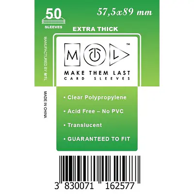 MTL OVITKI 57,5X89 MM 50PCS EXTRA THICK SLEEVES primary image