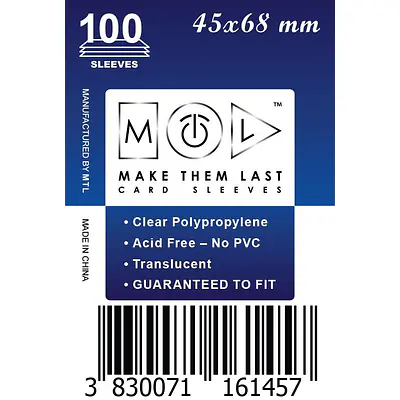 MTL 45X68 MM 100PCS SOFT CARD SLEEVES primary image