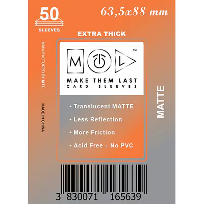 MTL 63,5X88 MM 50PCS THICK MATTE CARD SLEEVES primary image