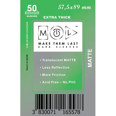 MTL 57,5X89 MM 50PCS THICK MATTE SLEEVES primary image