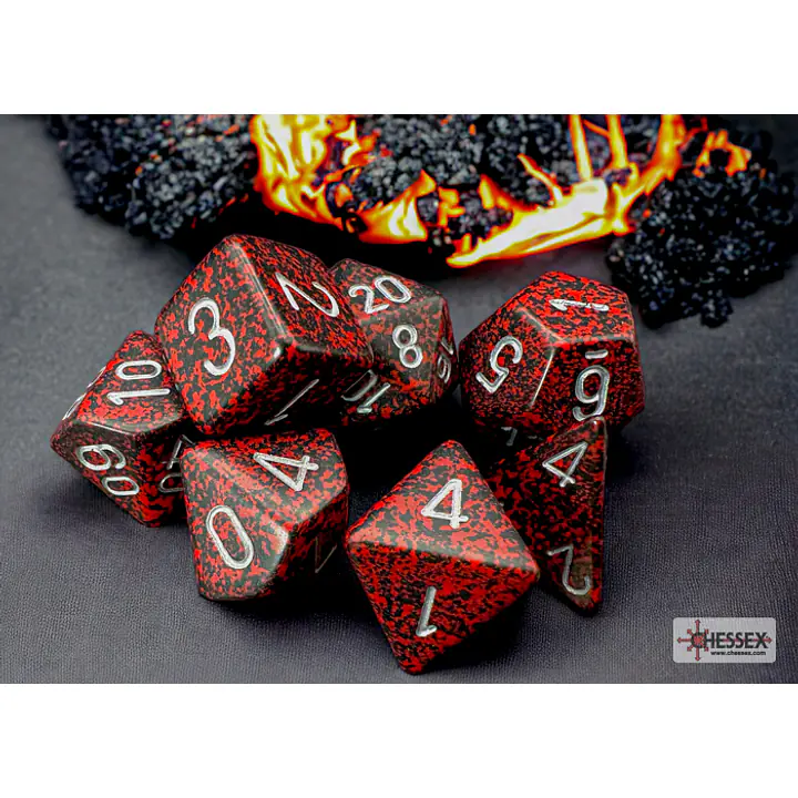 DICE CHESSEX - Speckled Silver Volcano Polyhedral (7 DICE) - Master