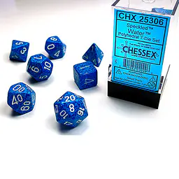 DICE CHESSEX - ROLE PLAYING DICE SET - SPECKLED WATER (7 DICE) - Master