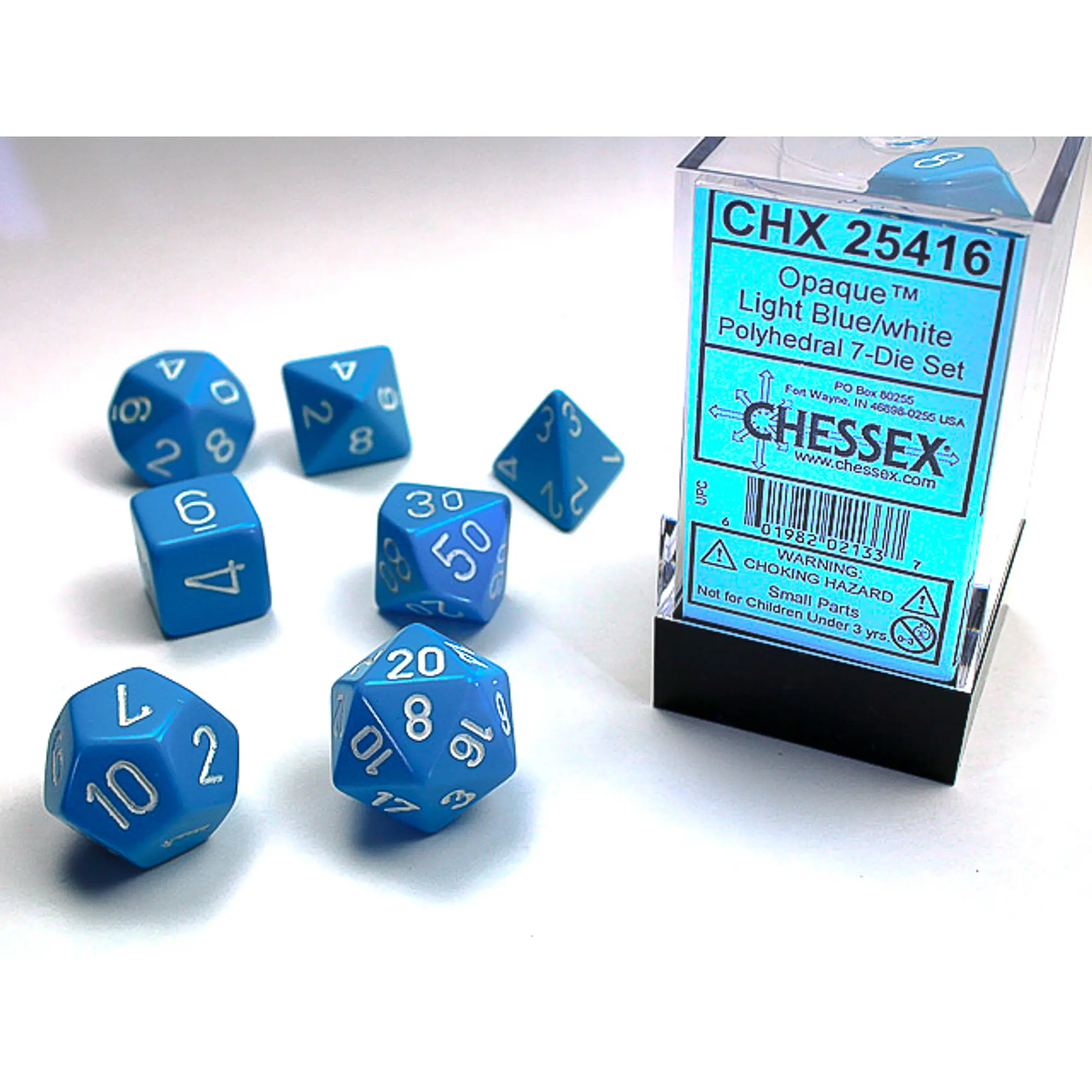 DICE CHESSEX - ROLE PLAYING DICE SET - LIGHT BLUE (7 DICE) - Master