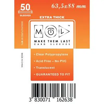MTL OVITKI 63,5X88 MM 50PCS EXTRA THICK SLEEVES primary image
