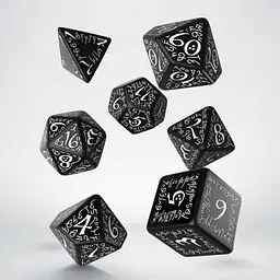 Elvish Black & white Dice Set - Master