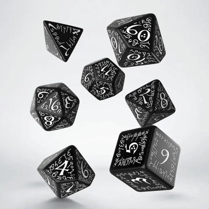 Elvish Black & white Dice Set - Master