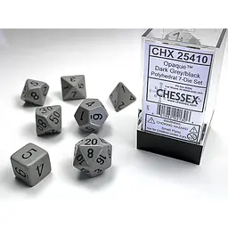 DICE CHESSEX - ROLE PLAYING DICE SET - DARK GREY / BLACK (7 DICE) - Master