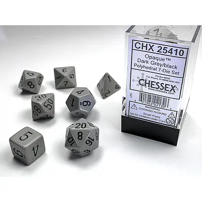 DICE CHESSEX - ROLE PLAYING DICE SET - DARK GREY / BLACK (7 DICE) primary image