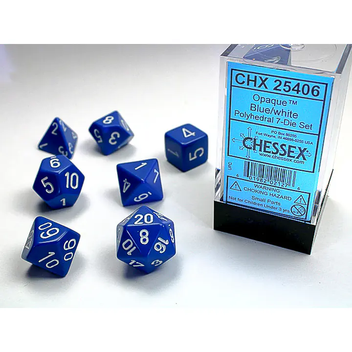 DICE CHESSEX - ROLE PLAYING DICE SET - BLUE (7 DICE) - Master