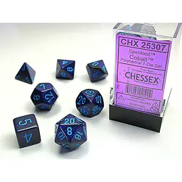 DICE CHESSEX - ROLE PLAYING DICE SET - SPECKLED COBALT (7 DICE) - Master