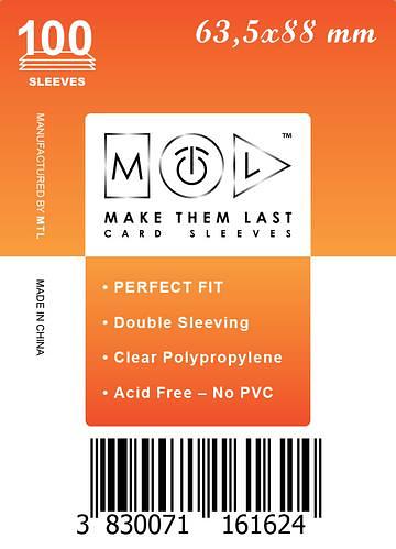 MTL OVITKI 63,5X88 MM 100PCS SOFT CARD SLEEVES
