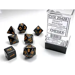 DICE CHESSEX - ROLE PLAYING DICE SET - BLACK / GOLD (7 DICE) - Master