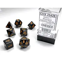 DICE CHESSEX - ROLE PLAYING DICE SET - BLACK / GOLD (7 DICE) - Master