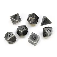 Metal Polyhedral Dark Metal 7-Dice Set - Grey, Silver - Master