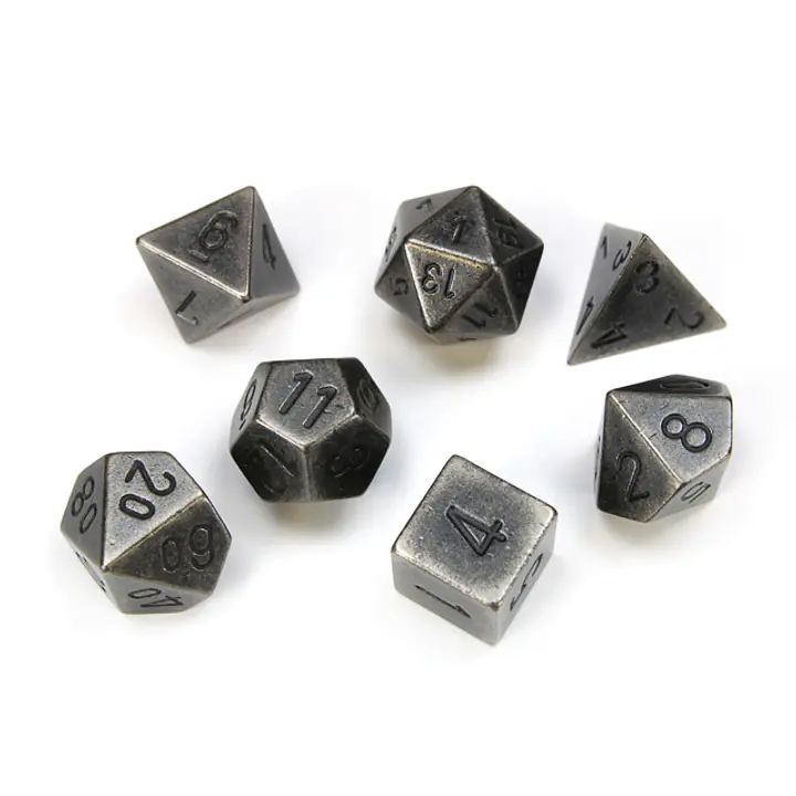 Metal Polyhedral Dark Metal 7-Dice Set - Grey, Silver - Master