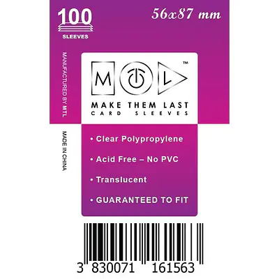 MTL 56X87 MM 100PCS SOFT CARD SLEEVES primary image