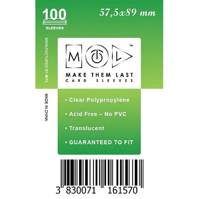 MTL 57,5X89 MM 100PCS SOFT CARD SLEEVES primary image