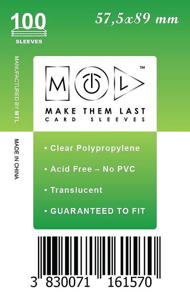MTL OVITKI 57,5X89 MM 100PCS SOFT CARD SLEEVES