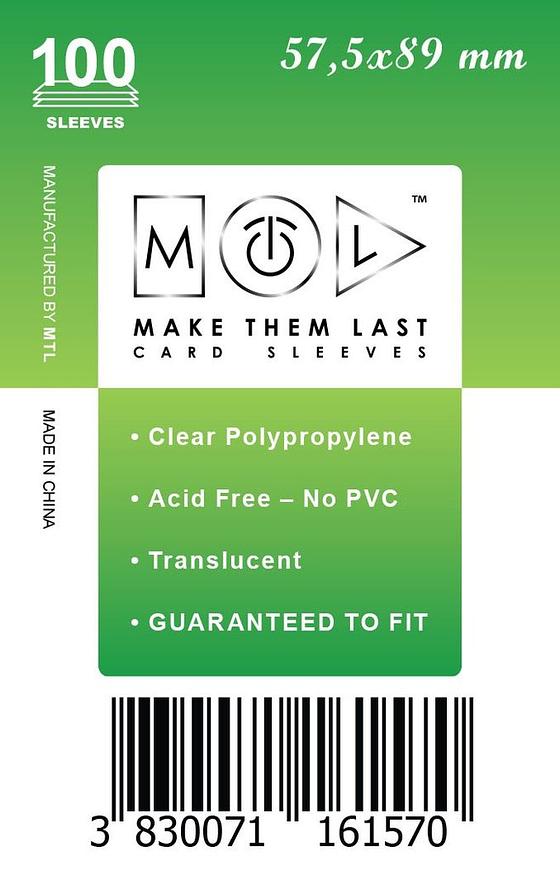 MTL OVITKI 57,5X89 MM 100PCS SOFT CARD SLEEVES