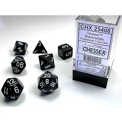DICE CHESSEX  - ROLE PLAYING DICE SET - BLACK (7 DICE) primary image