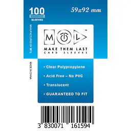 MTL 59X92 MM 100PCS SOFT CARD SLEEVES - Master