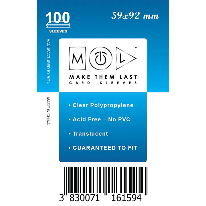 MTL OVITKI 59X92 MM 100PCS SOFT CARD SLEEVES - Master