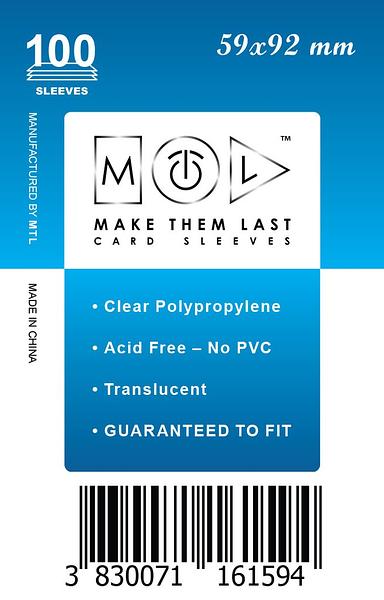 MTL OVITKI 59X92 MM 100PCS SOFT CARD SLEEVES
