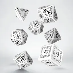 Elvish White & Black Dice Set (7  DICE) - Master