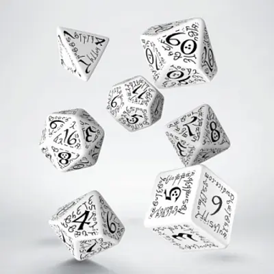 Elvish White & Black Dice Set (7 DICE)