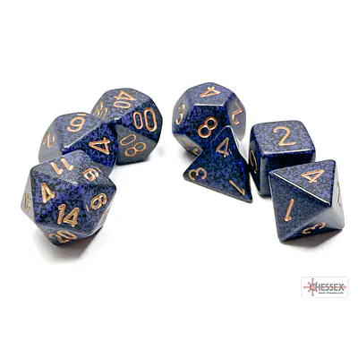 DICE CHESSEX - Speckled Golden Cobalt Polyhedral (7 DICE) primary image