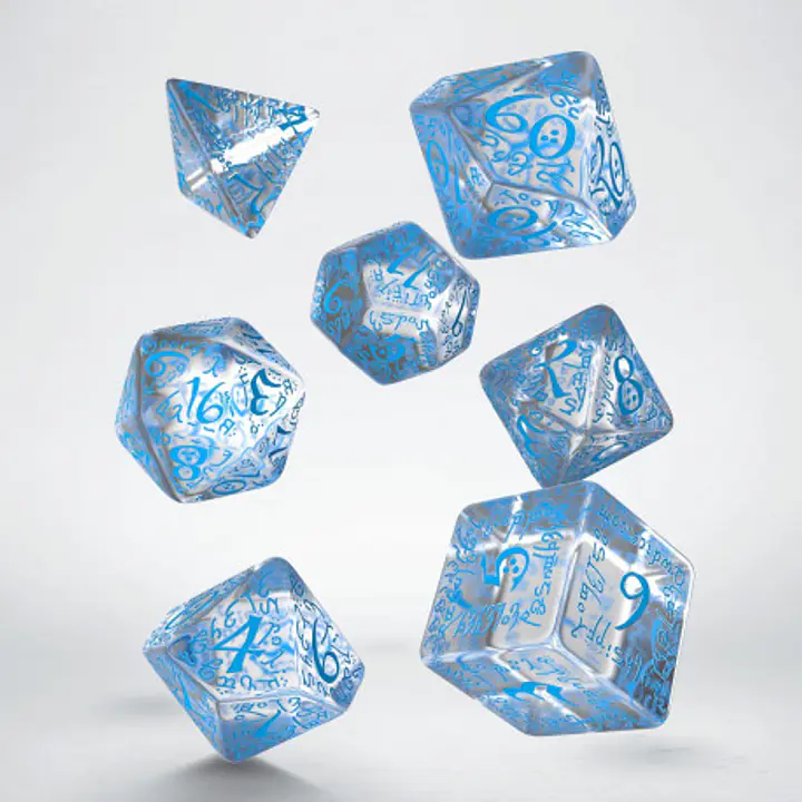 Elvish Translucent & blue Dice Set - Master
