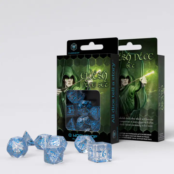 Elvish Translucent & blue Dice Set - Master